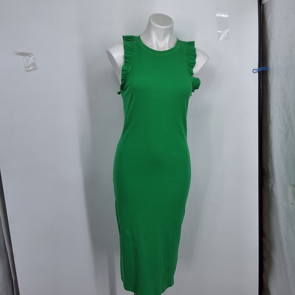 Zara Medium Green Ruffle Maxi Dress